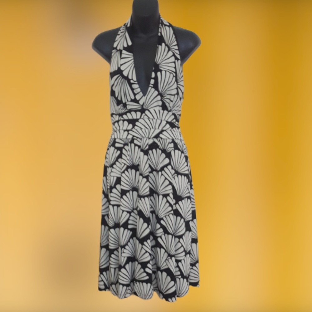 NEW MICHAEL Michael Kors Fan Pattern Halter Dress